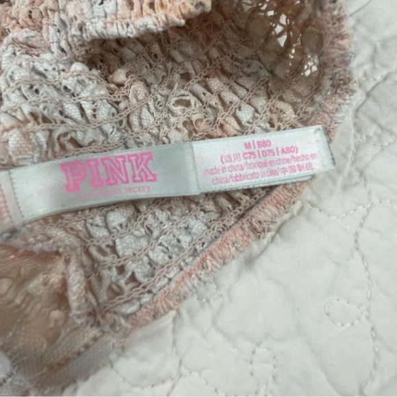 💖5/$25 PINK Victoria Secret Lace Longline Bralette Peach Adjustable Strap M - Picture 8 of 10